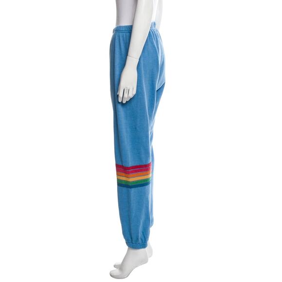 (L) $189 AVIATOR NATION Rainbow Stitch Sweatpants Ocean - Picture 5 of 6